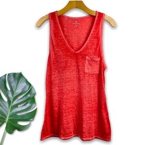 Athleta | Red Sugar Wash V-Neck Burnout Tank